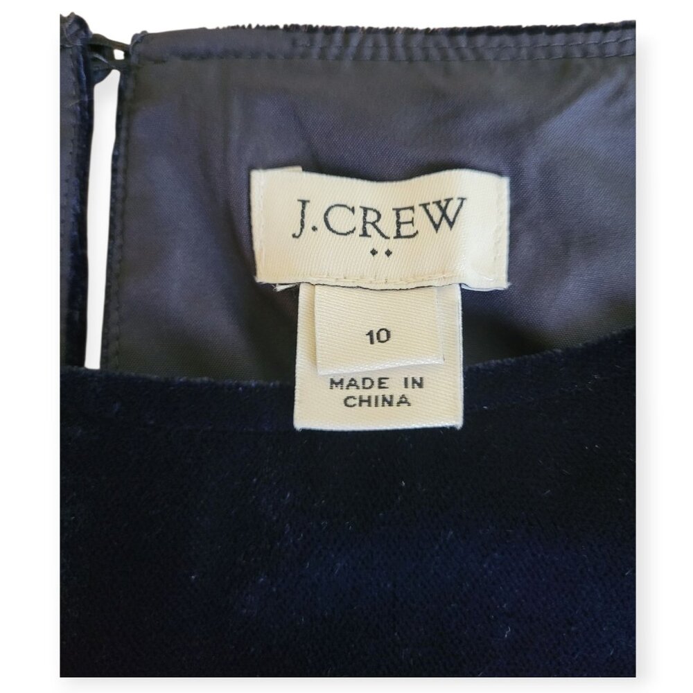 J Crew Factory Navy Velvet Dress Size 10 Long Sleeve Tulip Hem Workwear Chic - Picture 6 of 11